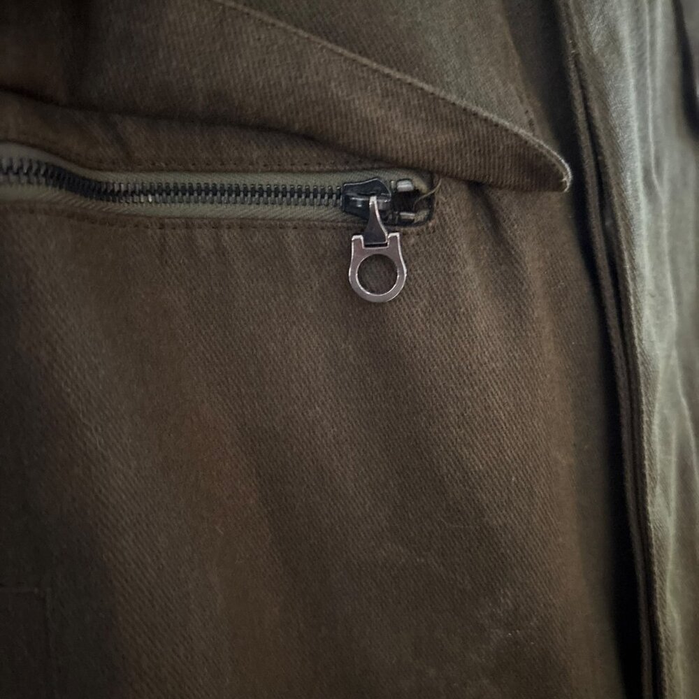 Vintage Holland & Holland Trench Coat XXL Made in France Olive Drab Wool Lined - Picture 10 of 16